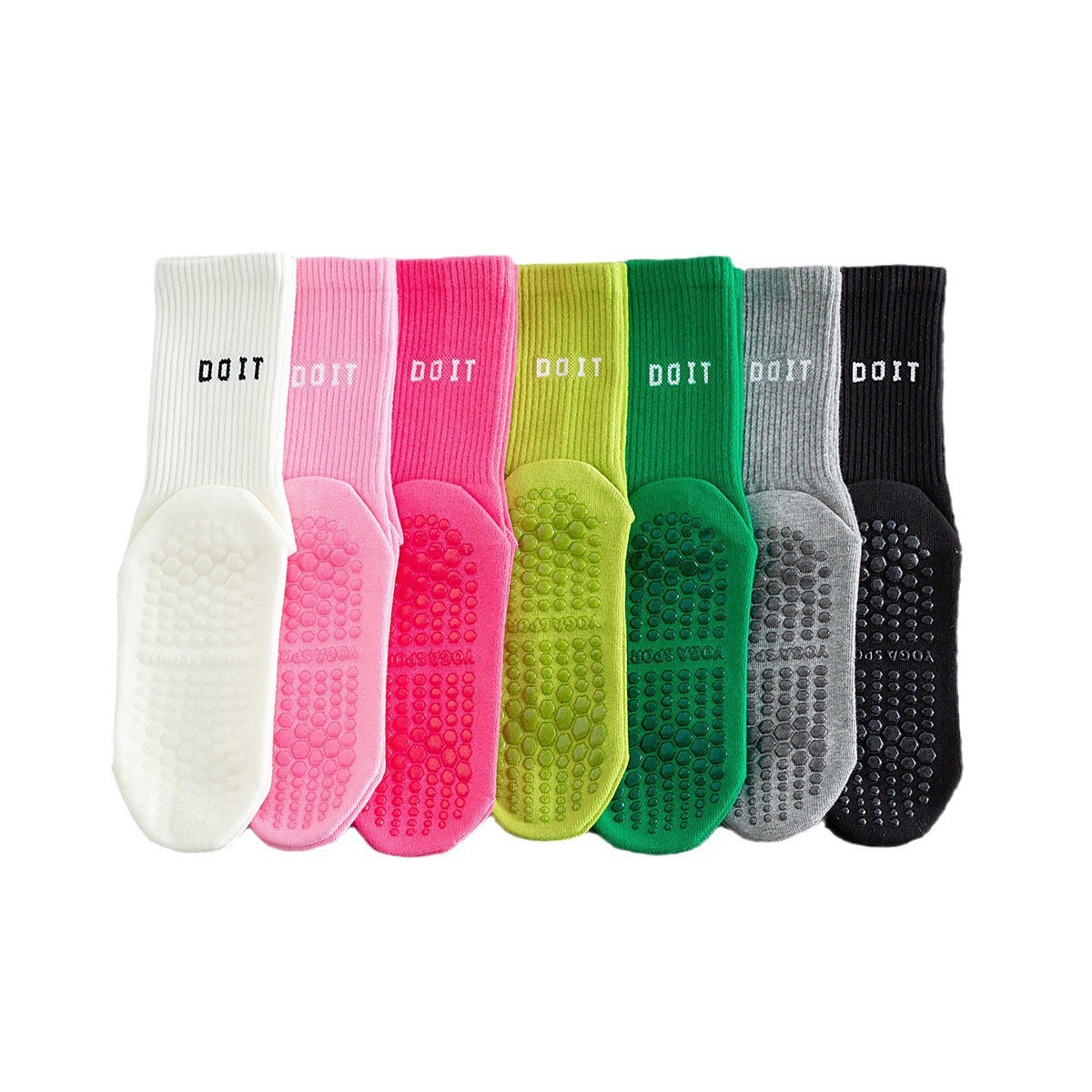 Women's Fitness Floor Socks Trendy Mid-Tube Yoga Socks Sports Socks Sweat-Absorbent Breathable Shark Pants Socks Pilates Socks