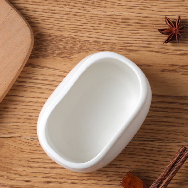 Ceramic Sugar Bowl Dan-shaped Dish Sauce Dish Bathtub Bowl Hotel Western Food Special Sugar Bowl Sugar Cup White Porcelain Salad Dish