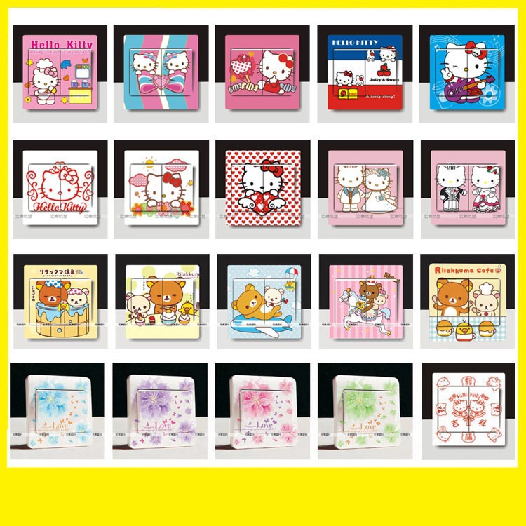 Cartoon Nordic Literary Illustration Animal DIY Switch Cat Wedding Switch Sticker Refurbished Decorative Sticker Insert Sticker