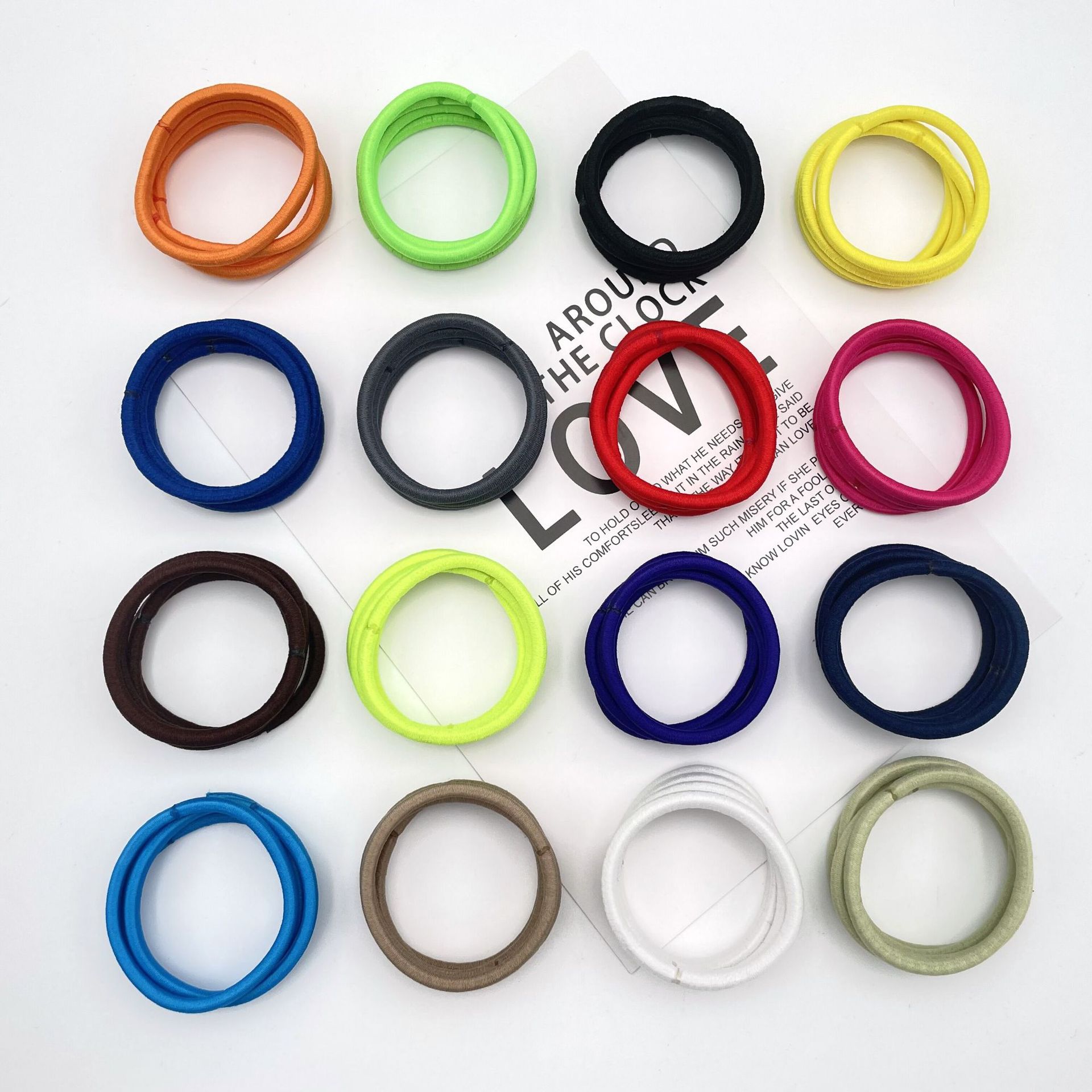 Korean-style 4MM thick hair rope colorful seamless high elastic rubber band hair band adult hair tie rope diy accessories headdress