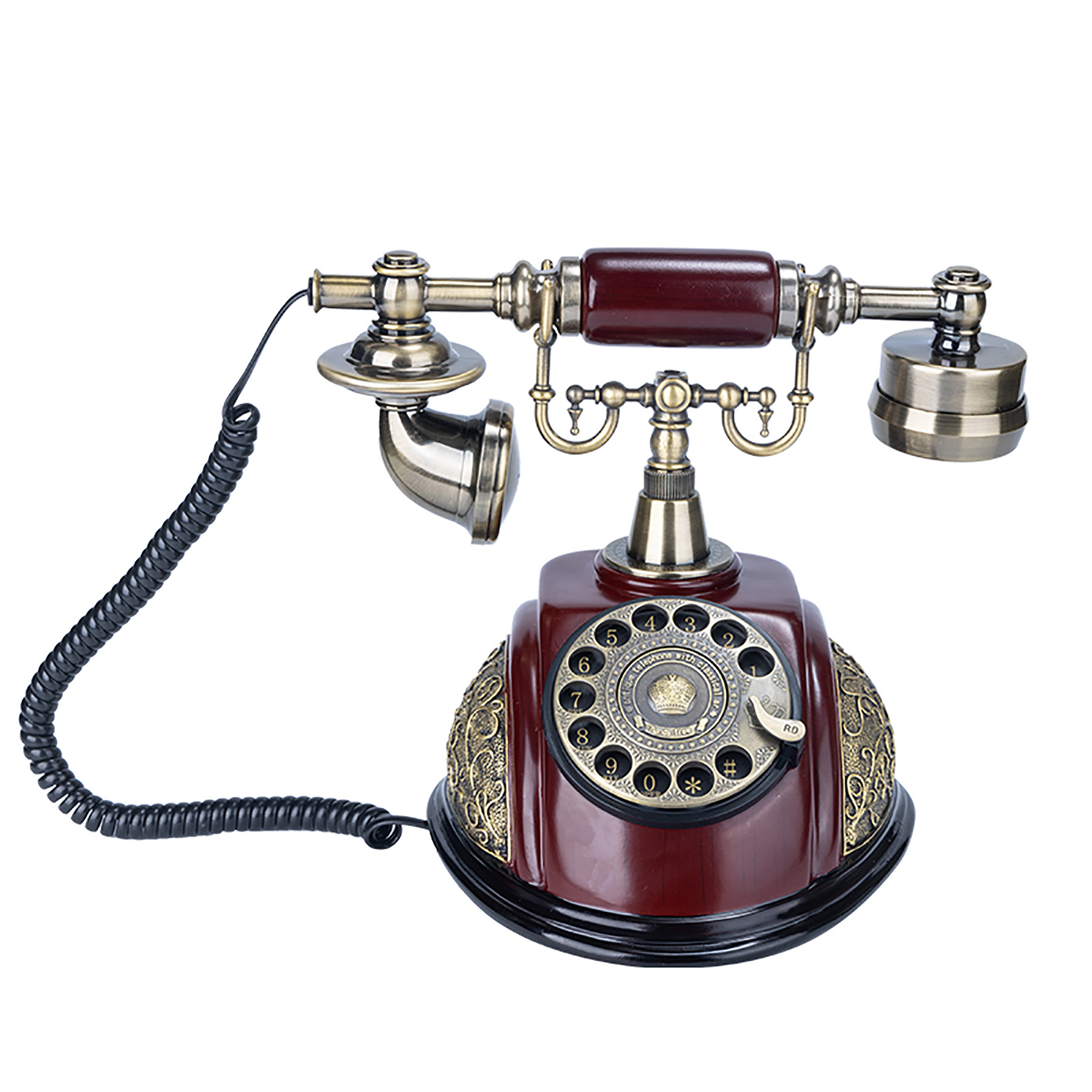 Cross-border European-style retro plug-in telephone old-fashioned mechanical turntable dial Rosewood household nostalgic phone