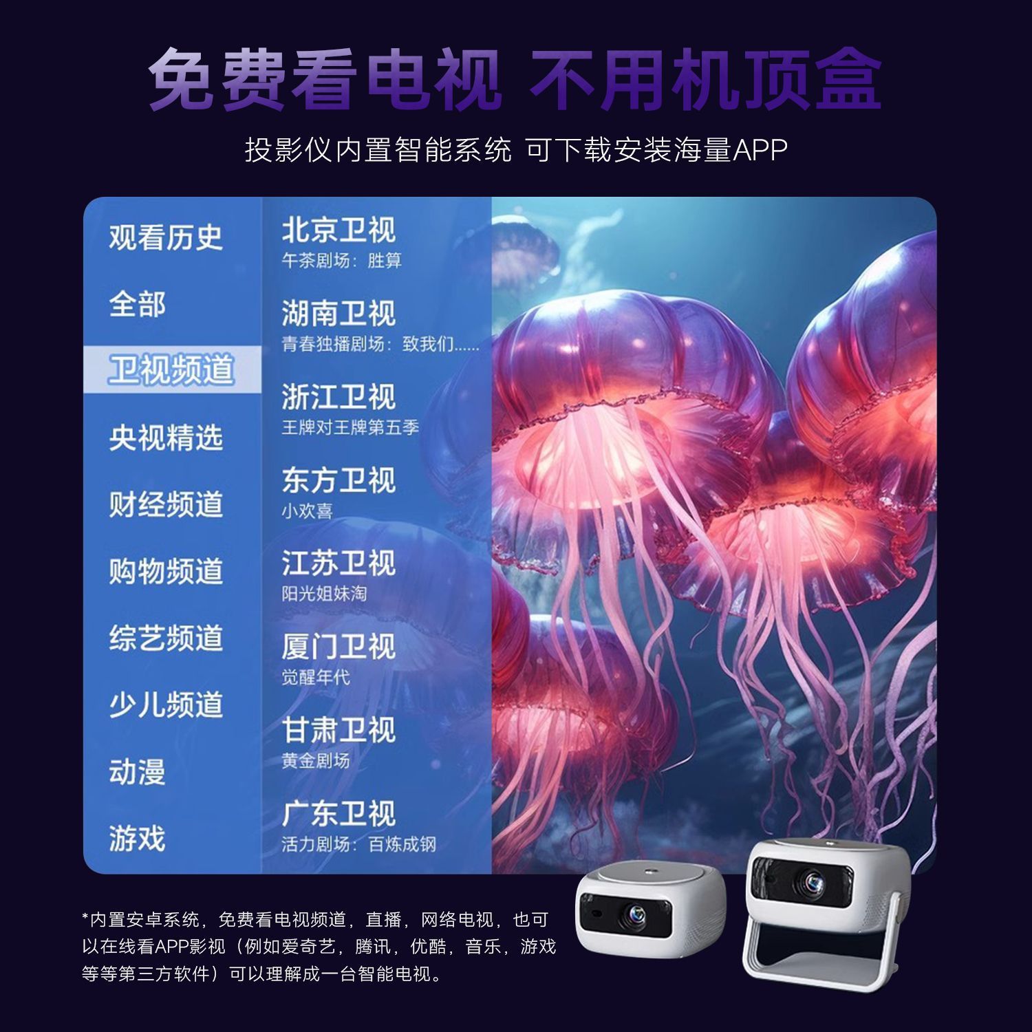 Projection 2025 New S3 Smart Projector Home Small High-Definition Bedroom Dormitory Mobile Phone Projection Screen Projection