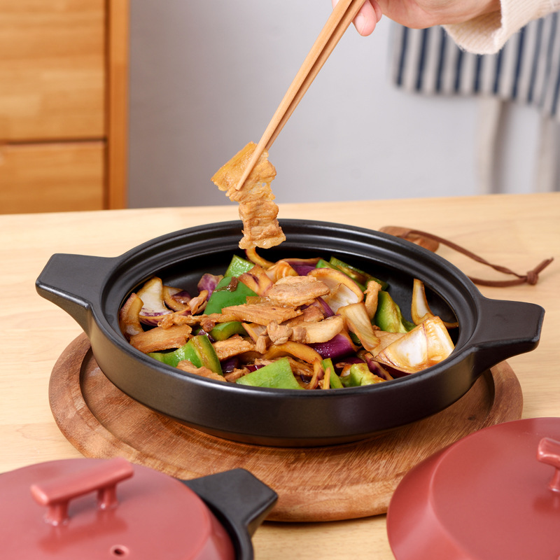 Wholesale Korean-style ceramic dry pot special pot commercial rice large capacity dry casserole fish head pot shallow mouth casserole