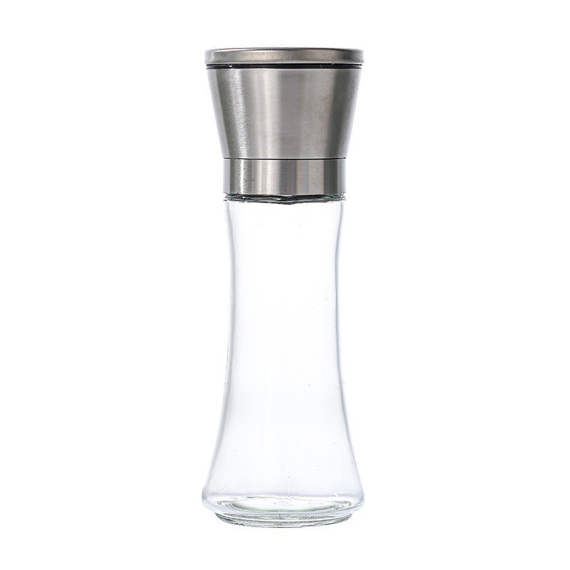 Cross-Border Manual Grinder Household Stainless Steel Kitchen Sea Salt Pepper Grinding Bottle Seasoning Bottle Sprinkling Glass Bottle