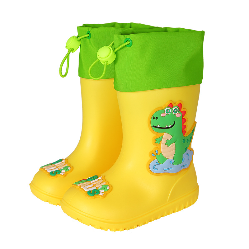 Children's Rain Boots Cute Cartoon Boys and Girls Kindergarten Baby Waterproof Shoe Covers Shoes Medium and Large Kidsren Non-Slip Rain Boots Rubber Shoes