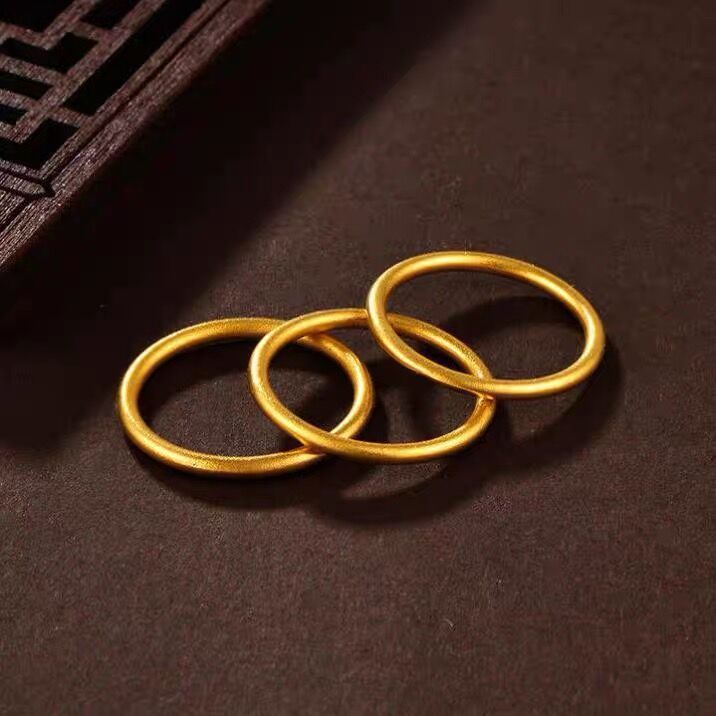 No fading gold ring ancient method inheritance solid ring women frosted matte ring smooth source factory wholesale