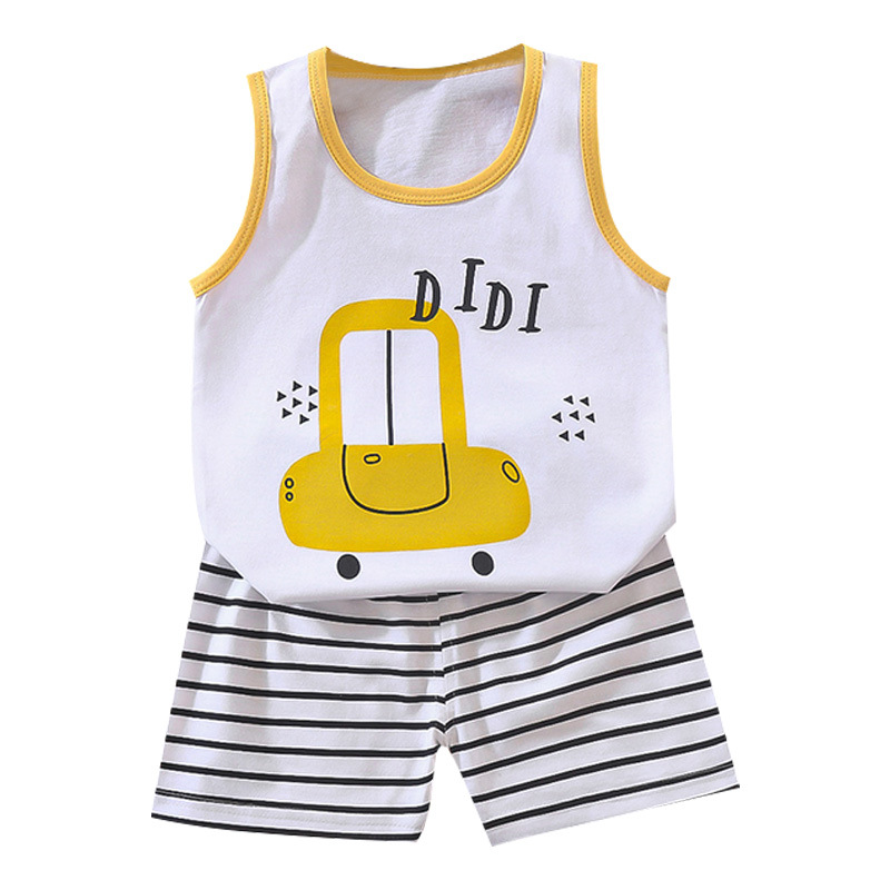 Children's Vest Set Pure Cotton Girls Summer Clothes Korean Style Kidsren's Clothes New 2025 Summer Boys Two-Piece Set Wholesale