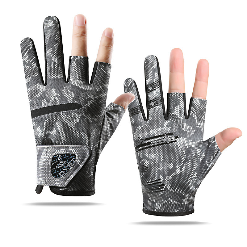 Sports Men's and Women's Sun Protection Gloves Summer Outdoor Cycling Fitness Anti-Uv Ice Silk Half-Finger Anti-Slip Fishing Gloves