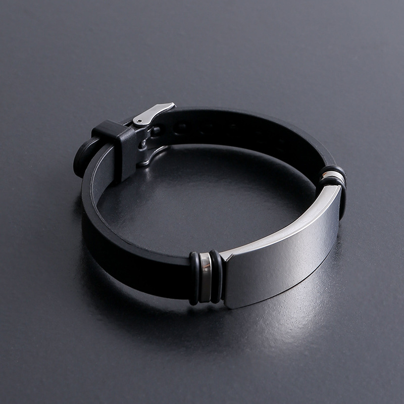Korean-style lettering luminous silicone titanium steel bracelet cross-border fashion glossing couple trend silicone titanium steel bracelet