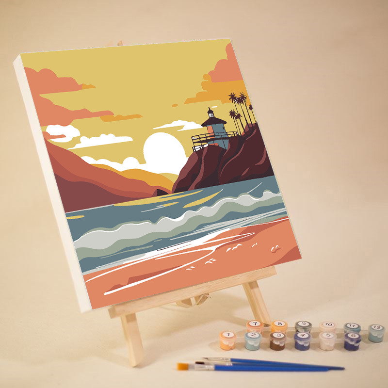 Factory direct cross-border high-quality paint environmental protection inner frame landscape diy digital oil painting hand-filled oil painting