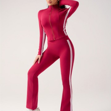 Комплект одежды для йоги контрастного цвета для женщин, двухпредметный осенний повседневный универсальный комплект для бега и фитнеса