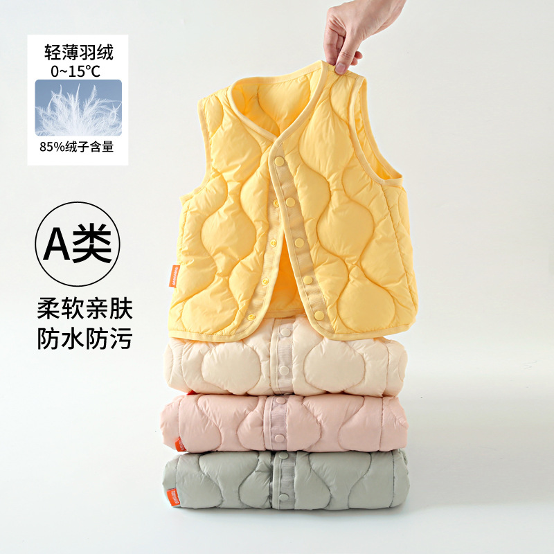 90% белый утиный пух, детский пуховик безрукавка для осени и зимы, легкий жилет для мальчиков и девочек, корейский стиль, можно носить внутри или снаружи, теплый безрукавный жакет