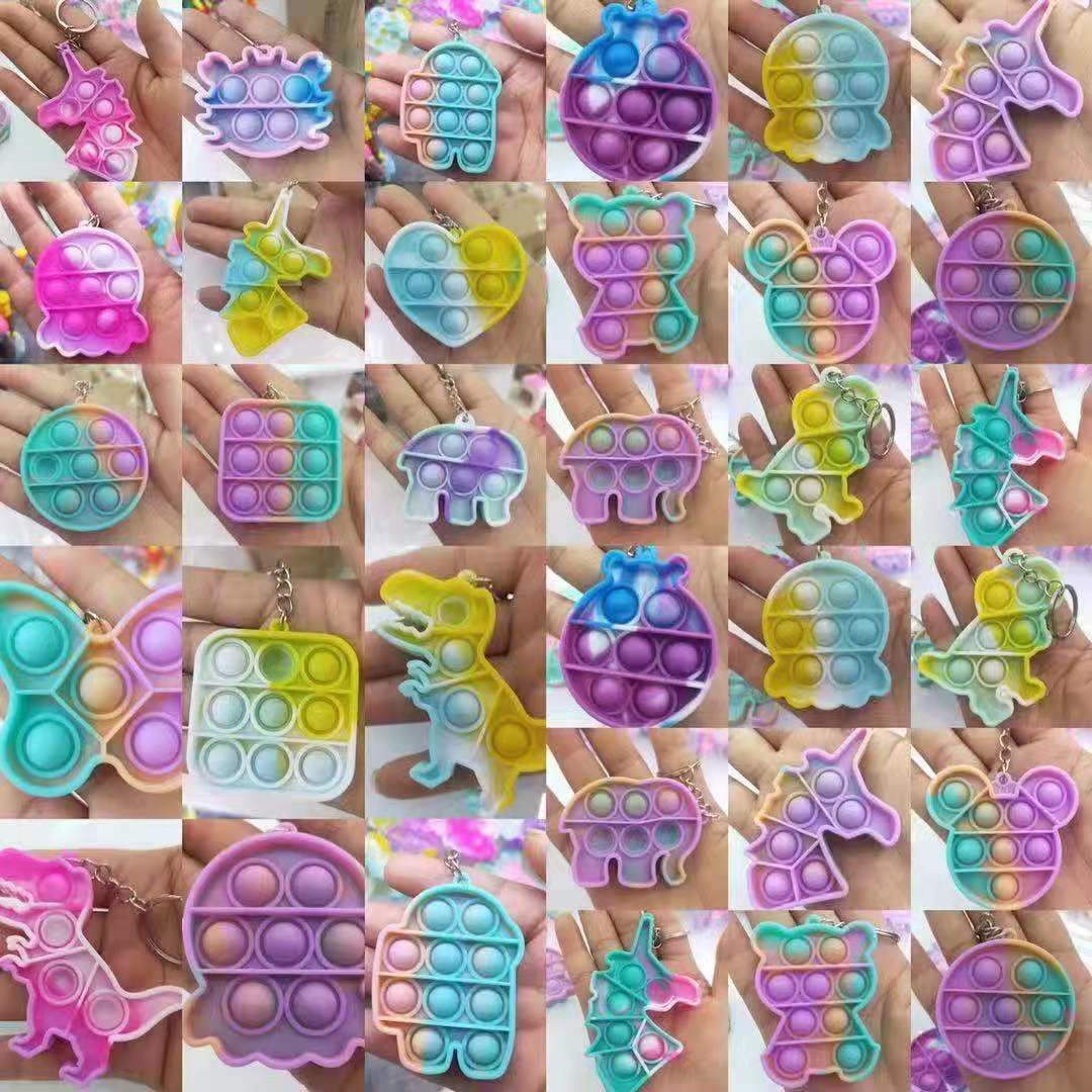 Кросс-бордерный цветной мини силиконовый брелок подвеска антистресс игрушка грызун палец пузырь музыка