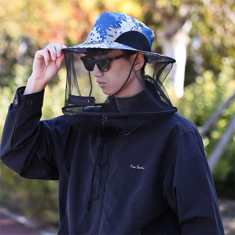 Outdoor riding cap anti-bee cap anti-mosquito outdoor net cap wholesale fishing cap sunshade color beekeeping cap shawl