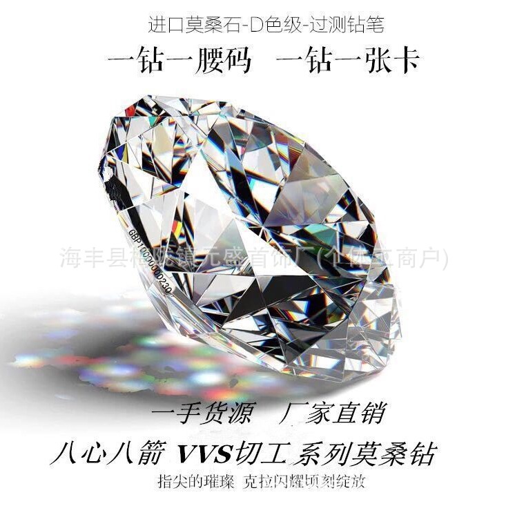 Amazon Cross-border Moissanite Bare Stone D Color Mosan Diamond Eight Heart Eight Arrows Round 1 karat Bare Diamond Factory Straight