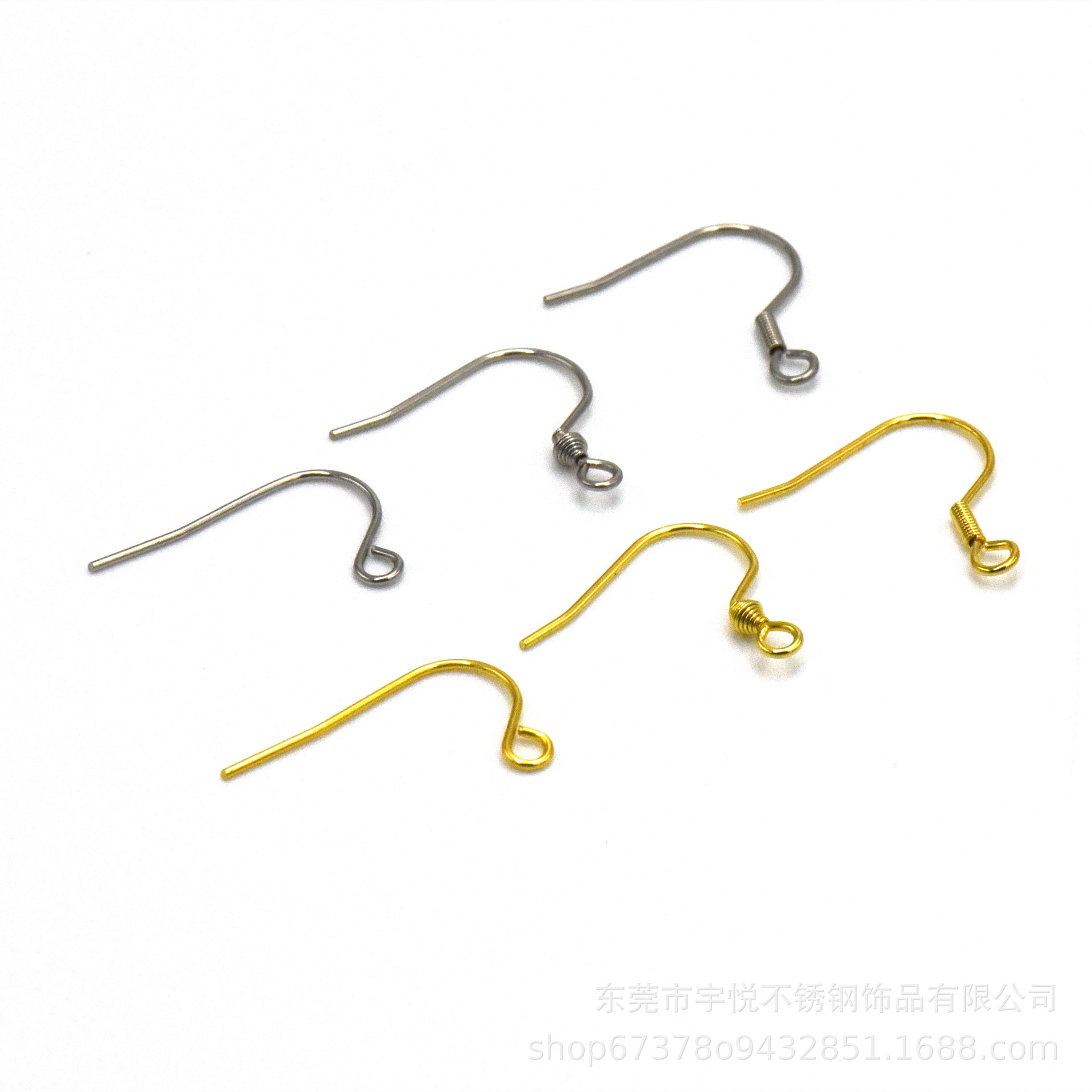 316L medical stainless steel ear hook spring with beads ear hook earrings hanging accessories factory wholesale