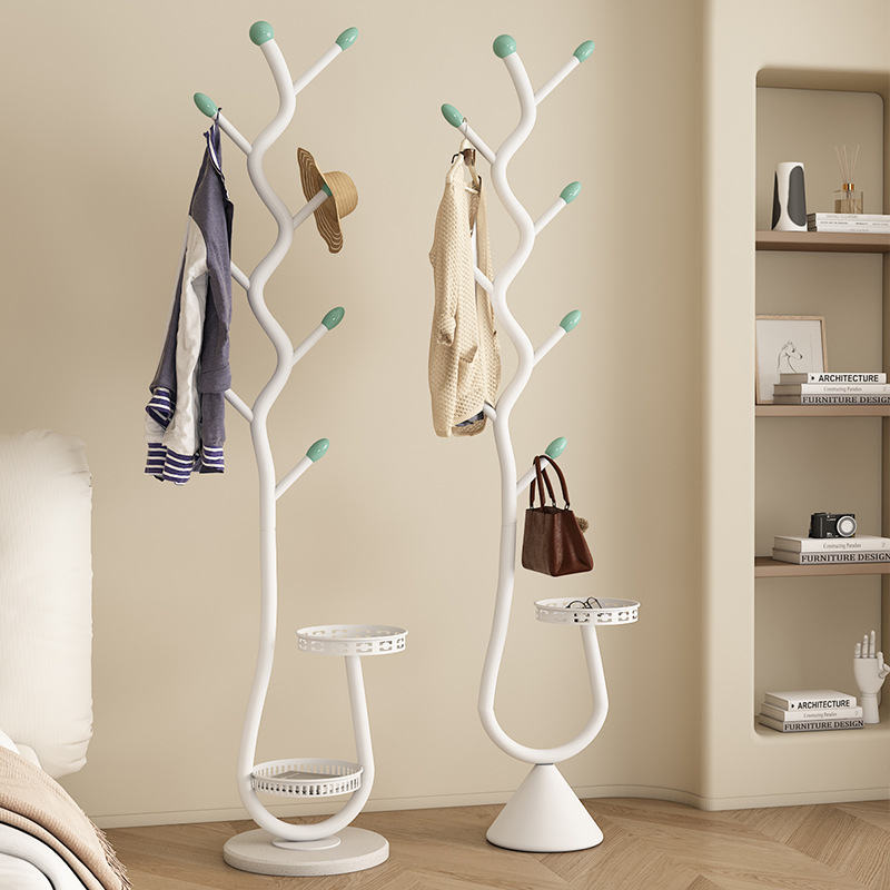 Movable Living Room Coat Rack Household Single Rod Drying Rack Bedroom Branch Bag Rack French Rock Plate Hanger