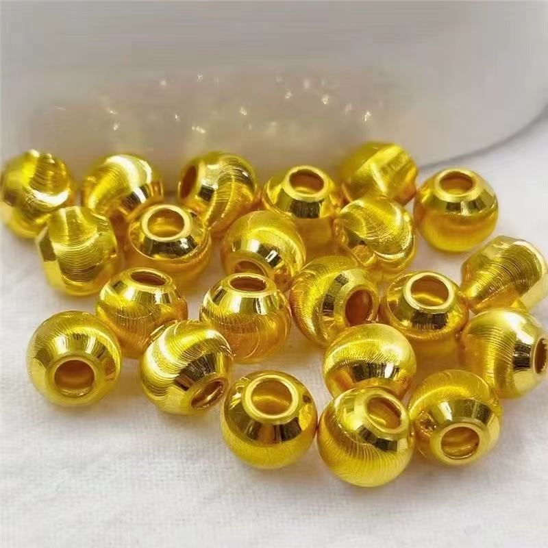 18K Gold Cat's Eye Beads Au750 Non-Removable Transfer Beads Bracelet Spacer Beads Pendant DIY Accessories Water Shell Gold Wholesale