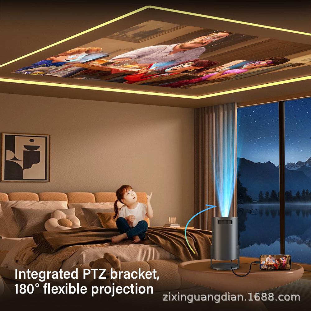 Cross-Border Overseas Version of the Popular Q200 Barrel Projector Small Home Bedroom Wall Projection Convenient Projector