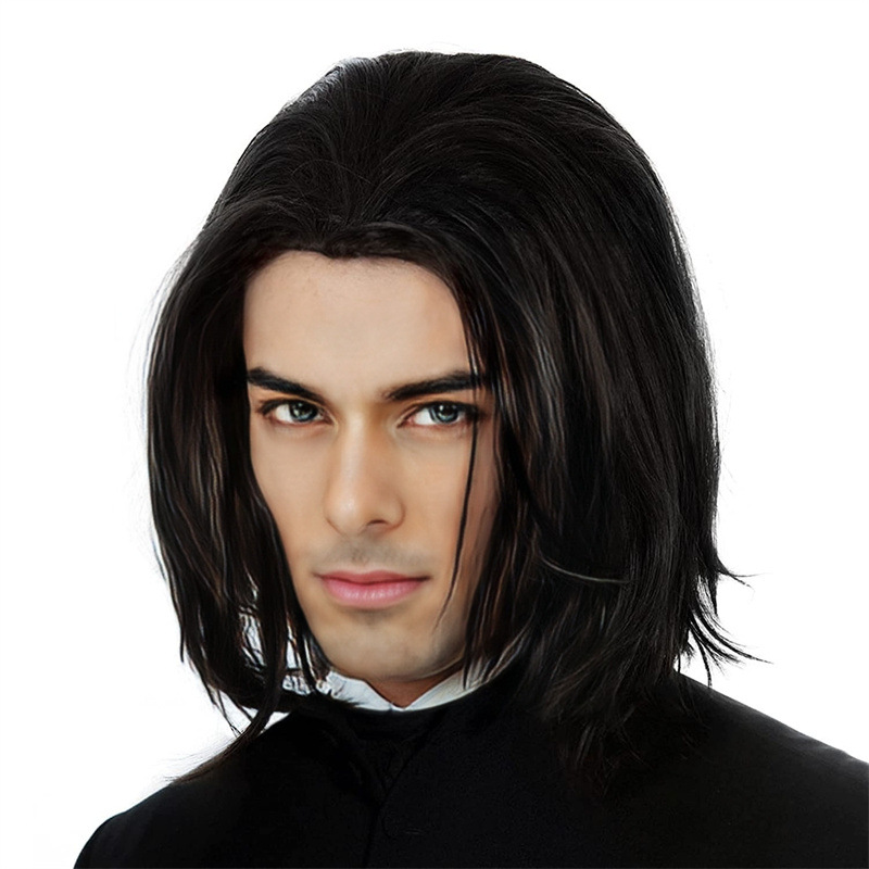 AliExpress Wig Men's Mid Short Straight Hair cosplay Vincent Vega Stage Performance Props Hairstyle