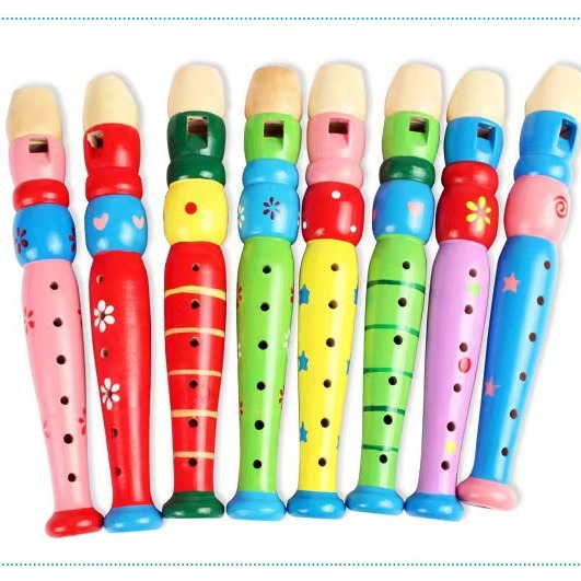 Children's Six-Hole Wooden Recorder Wooden Flute Kindergarten Early Education Music Enlightenment Children's Intellectual Development Toys