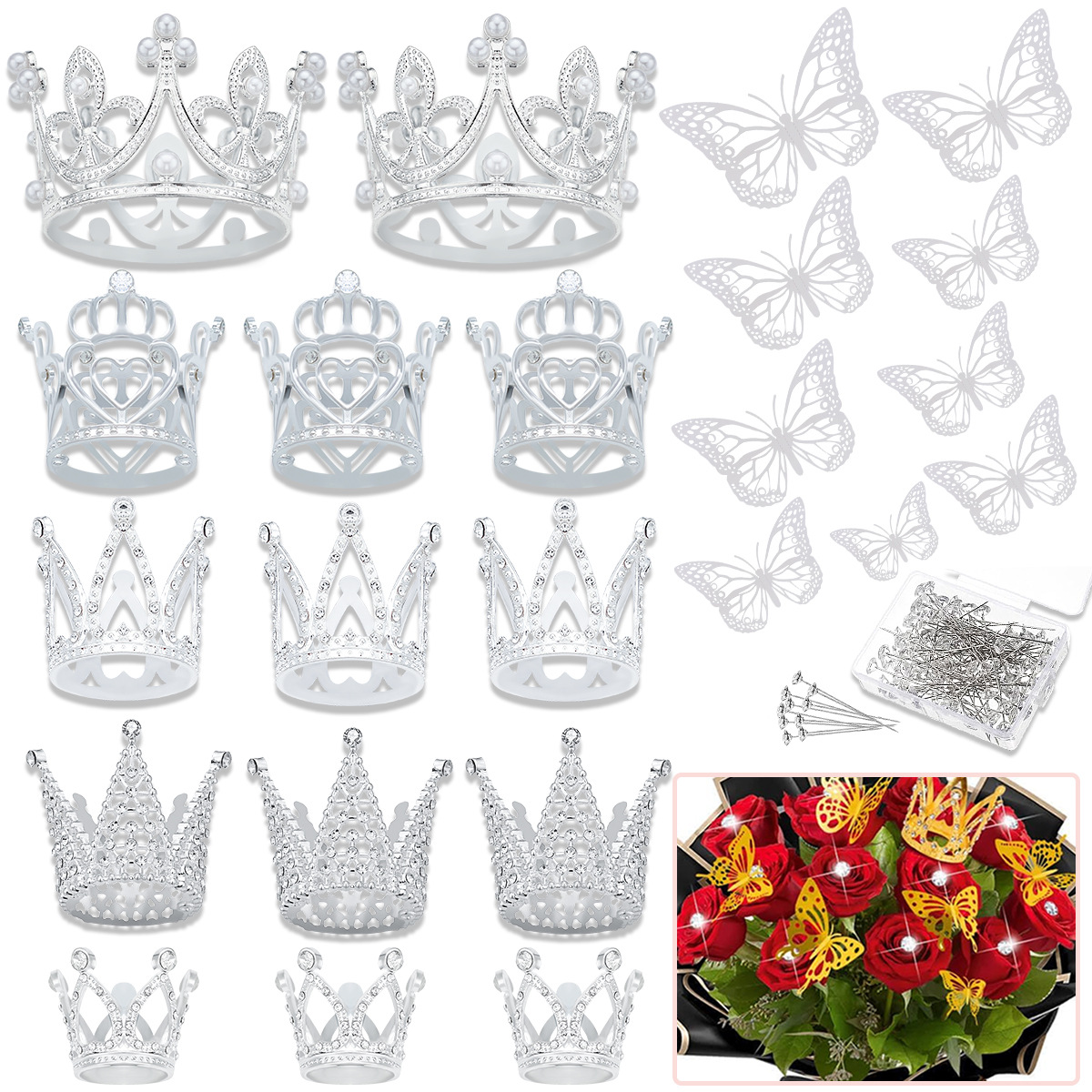 Exquisite alloy small crown flower wrapping material decoration children's catwalk headdress birthday ornaments little thumb crown