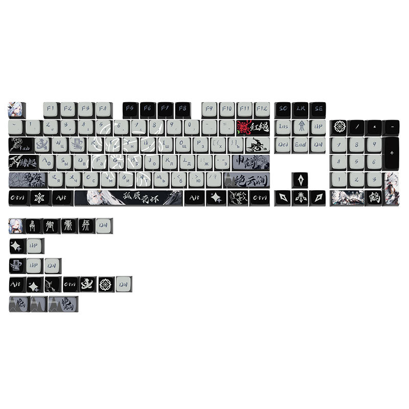 Russia's Exclusive Hot-Selling Theme Keycap Mechanical Keyboard Sa Height Four-Sided Transparent Pbt Sublimation Process Keycap