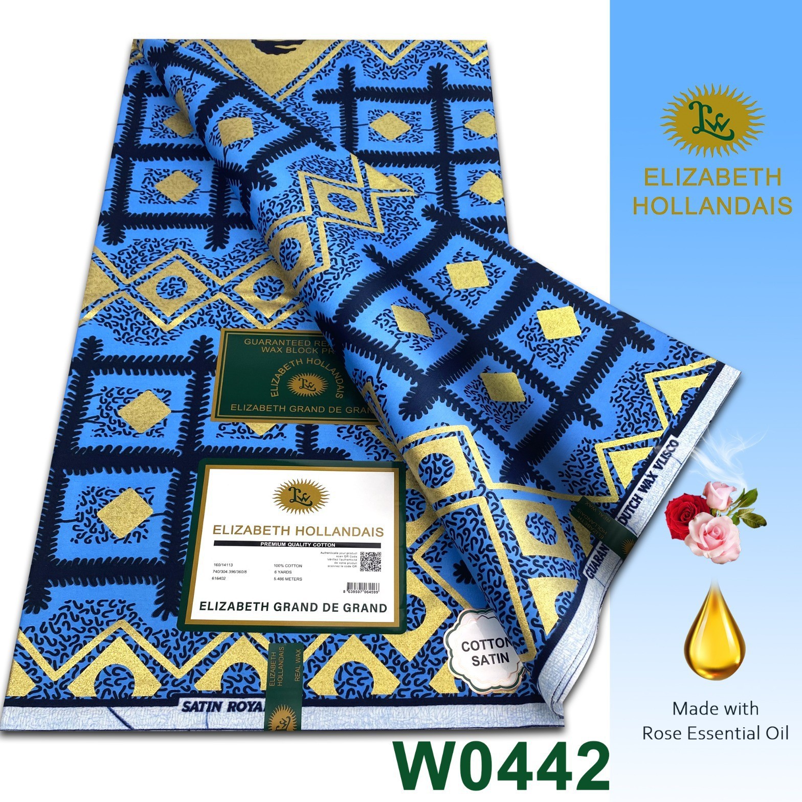 Африканская сатиновая хлопковая ткань Элизабет Холландис восковая