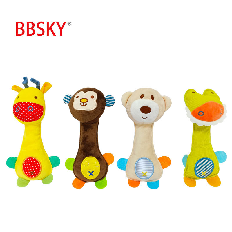 Foreign trade baby hand rattle built-in BB hand grab stick super cute plush toy hand puppet manufacturers direct supply a generation