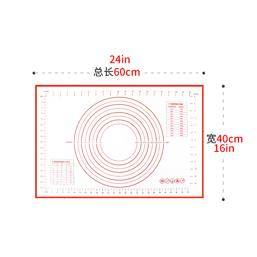 Amazon spot kitchen home rolling pad silicone chopping board kneading pad scale multi-size and pad wholesale