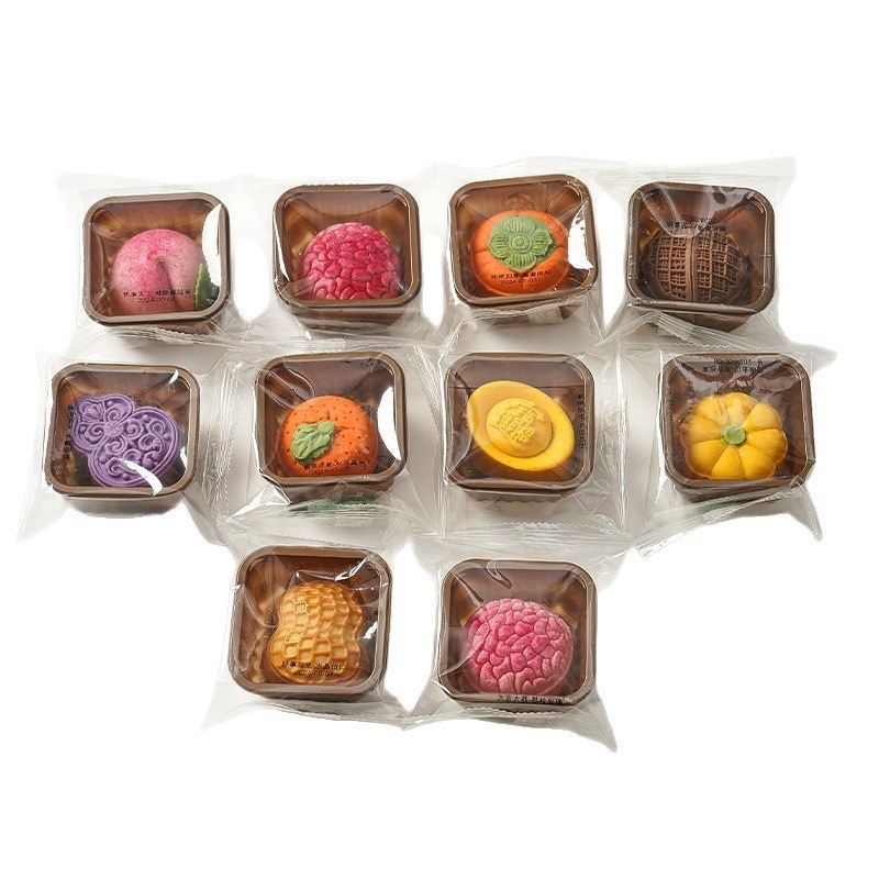 Chinese-Style Palace Mooncakes with Persimmon and Peanut Filling for Mid-Autumn Festival, Individually Packaged Traditional Chinese Pastries Wholesale from Manufacturers