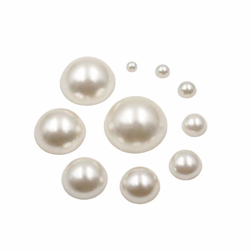 Semi-Circular Pearl Off-White Pure White Japanese Style Manicure Jewelry Decorative Small Accessories Flats Bottom Patch Size Mixed Without Color