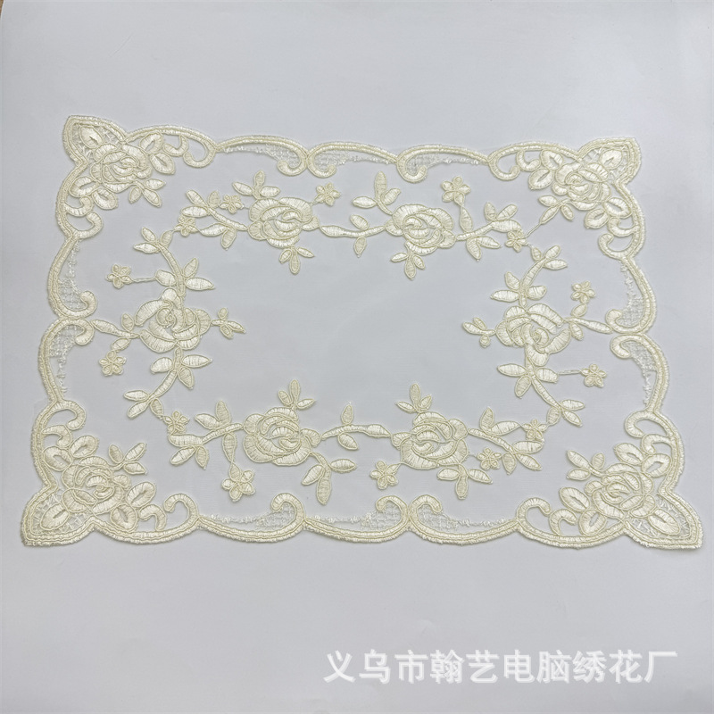 European Double-Layer Mesh Lace Embroidery Rope Embroidery Placemat Tea Set Cover Bedside Table Tv Dust Cover Decorative Cloth