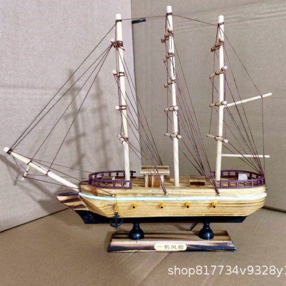 Mediterranean Sailing Ornaments Wooden Sailing Model Home Ornaments DIY Gift Commemorative Crafts 33CM