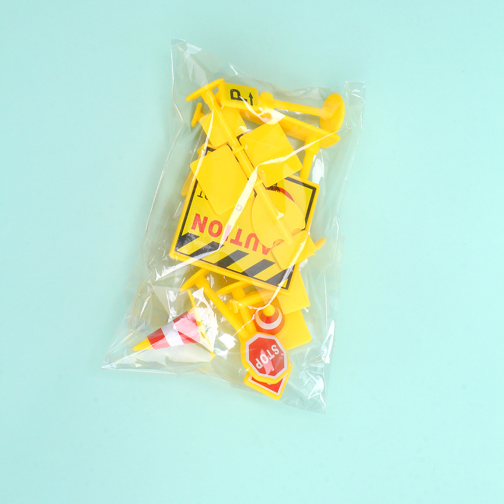 Small Roadblock Road Sign Ten-Piece Set Traffic Sign Cake Scene Decoration Ornaments Sign Toy