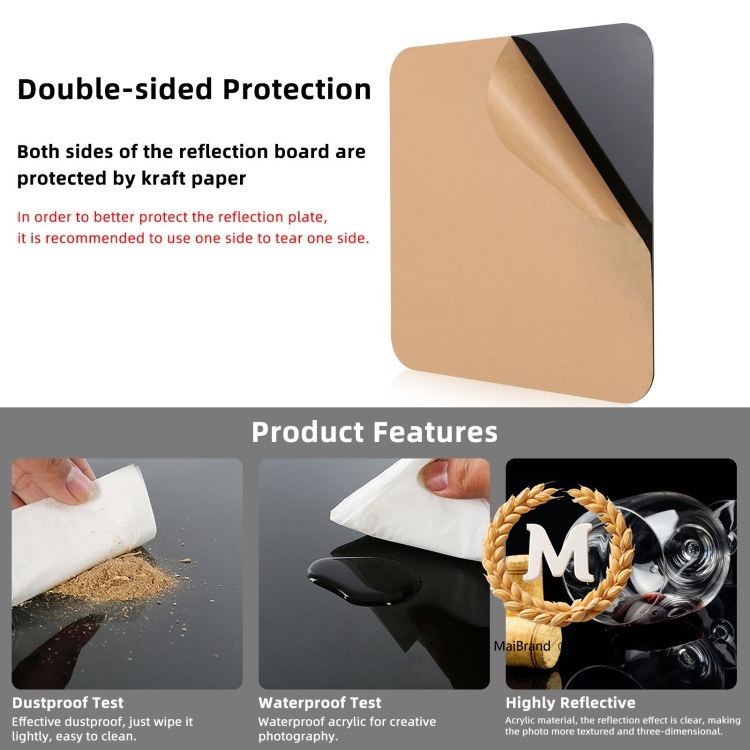 Hot Selling Puluz 40cm Photography Acrylic Reflective Display Stand Background Board Photo Display Board Reflective Board