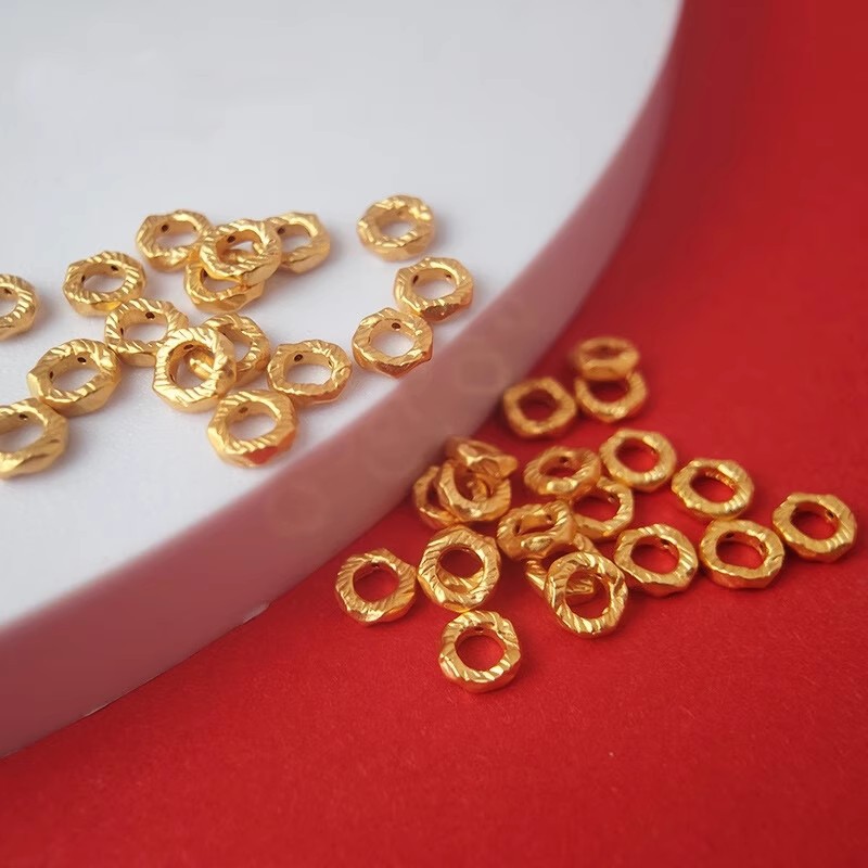 Золотые плетеные свободные бусины 3D жесткое золото чистое золото 999 плетеные золотые разделительные бусины кольцо