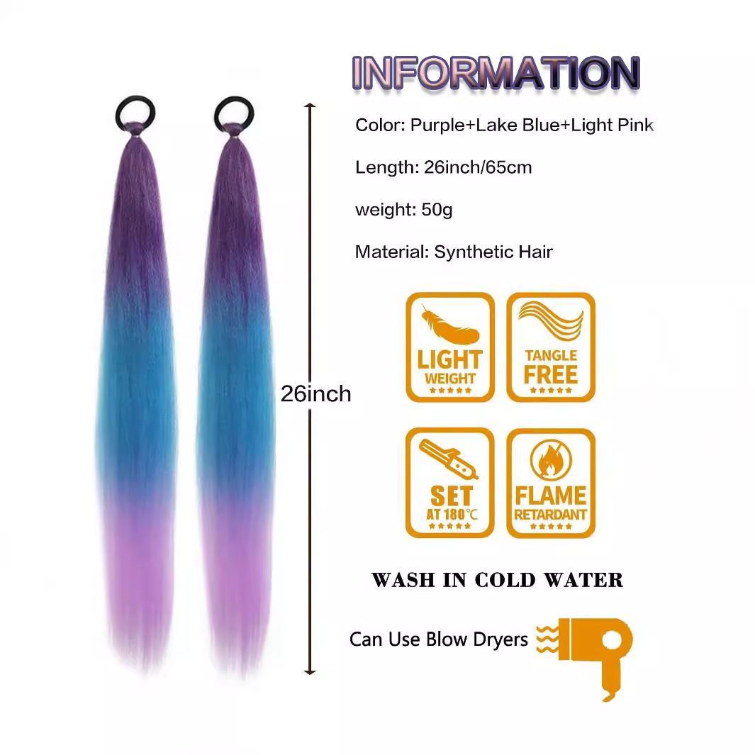 Wig Ponytail for Women with Long Hair, Christmas Style Ponytail Hair Extensions, Ponytail Can Be Braided with Colorful Braids, Ponytail Wig