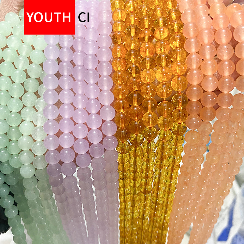 DIY Jewelry Accessories Beaded Crystal Loose Beads Bracelet with Pink Crystal Agate Raw Stone Beads Natural Crystal Loose Beads