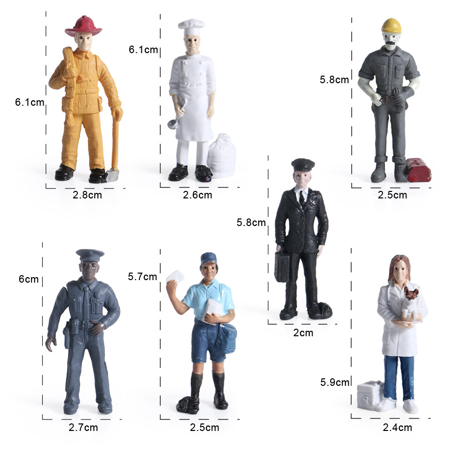 Simulation character model chef police fireman professional suit doll model toy static hand-made ornaments