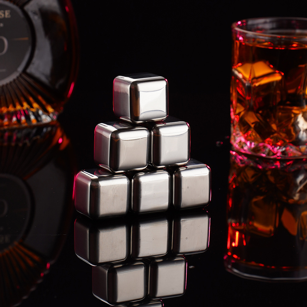 304 Stainless Steel Ice Cube Ice Wine Set Beer Beverage Whiskey Set Recyclable Metal Quick-Frozen Ice Cubes