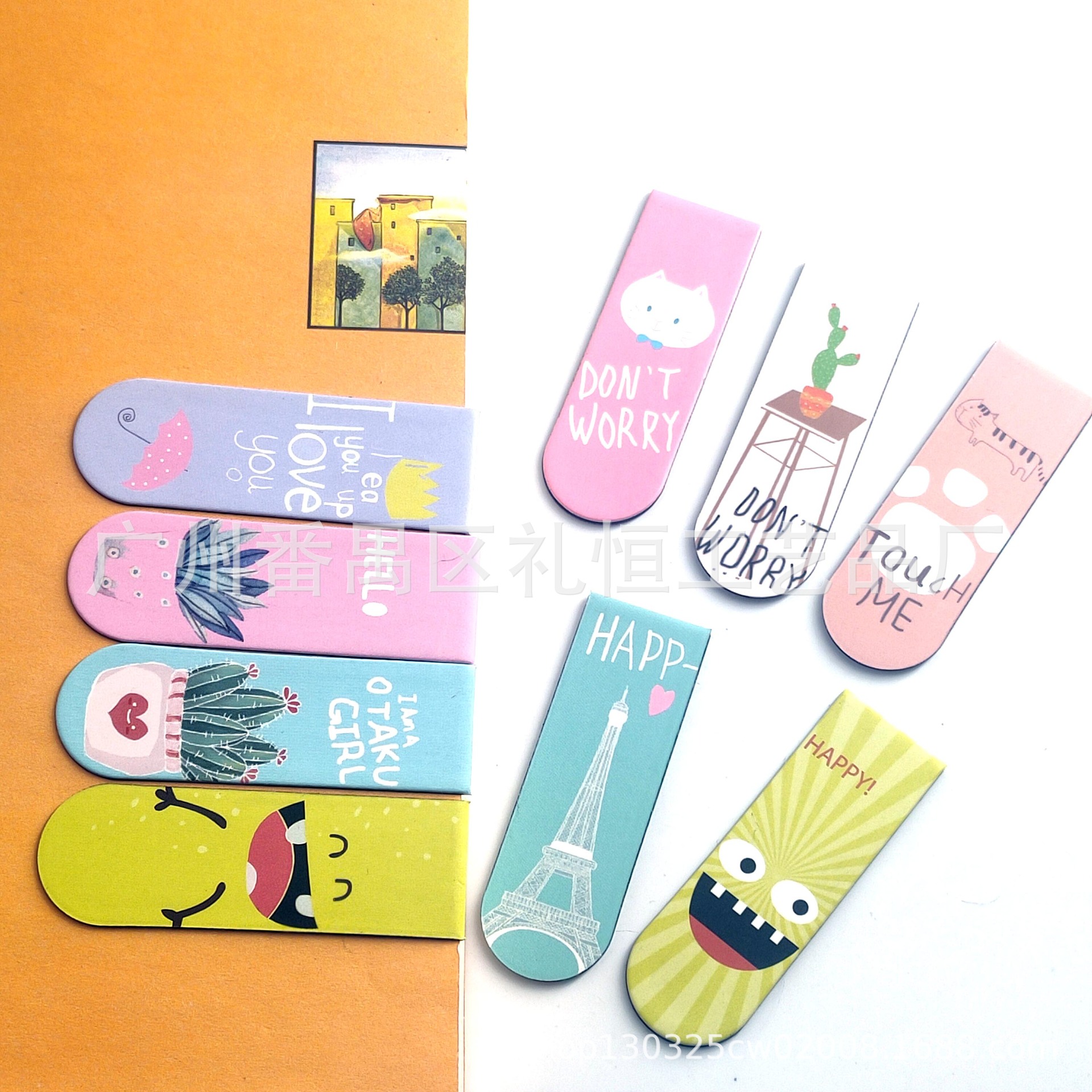 Magnetic Bookmark New bookmark creative student fresh magnetic bookmark coated paper Pearl paper printing bookmark wholesale