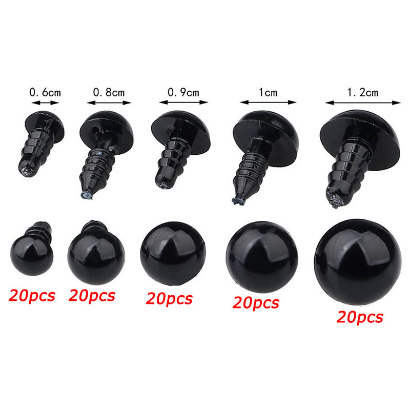 200pcs 10 all black doll eyes boxed toy eye accessories art eye black bean eye doll eyes