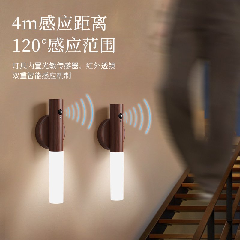 Cross-border intelligent human body induction LED night light creative desk lamp corridor night light rechargeable wall lamp outdoor emergency light