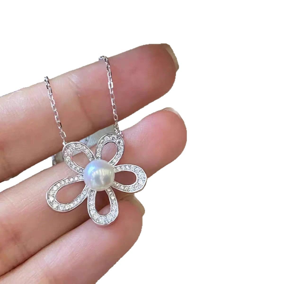 New Seiko S925 Silver Needle Gold-Plated Natural Freshwater Aurora Real Pearl Earrings Five-Petal Flower Sweet and Bright Accessible Luxury