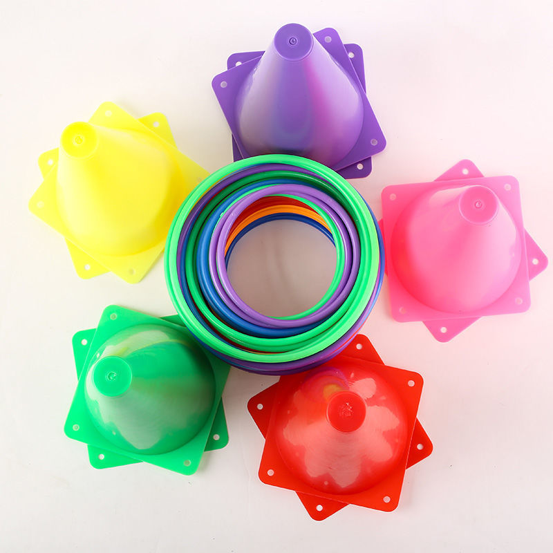 Colorful Plastic Logo Bucket Wholesale Outdoor Sports Training Equipment Plastic Throwing Ring Football Training Obstacle Bucket