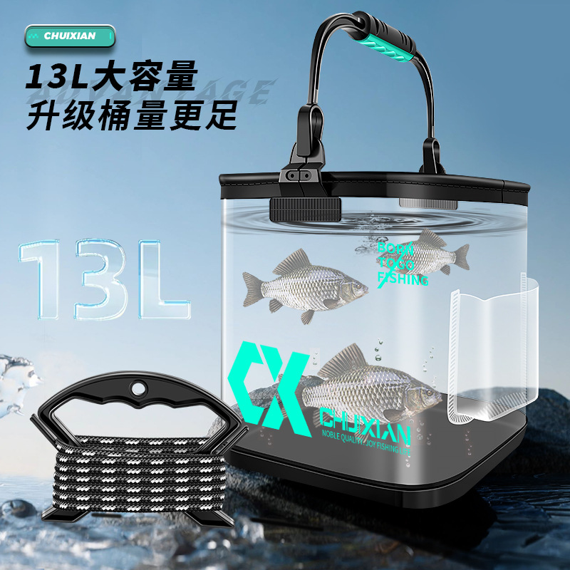 New live fish bucket Luya transparent fish bucket foldable portable wild fishing fish protection bucket outdoor fish box bucket