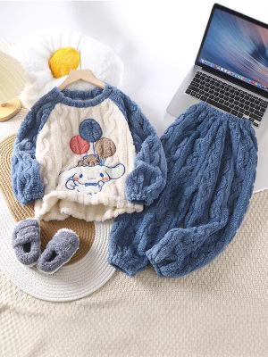 Autumn and Winter Warm Thickened Cloud Velvet Cartoon Pajamas suit Children's Boy's Girl's Boy's Boy's Girl's Child's Adult