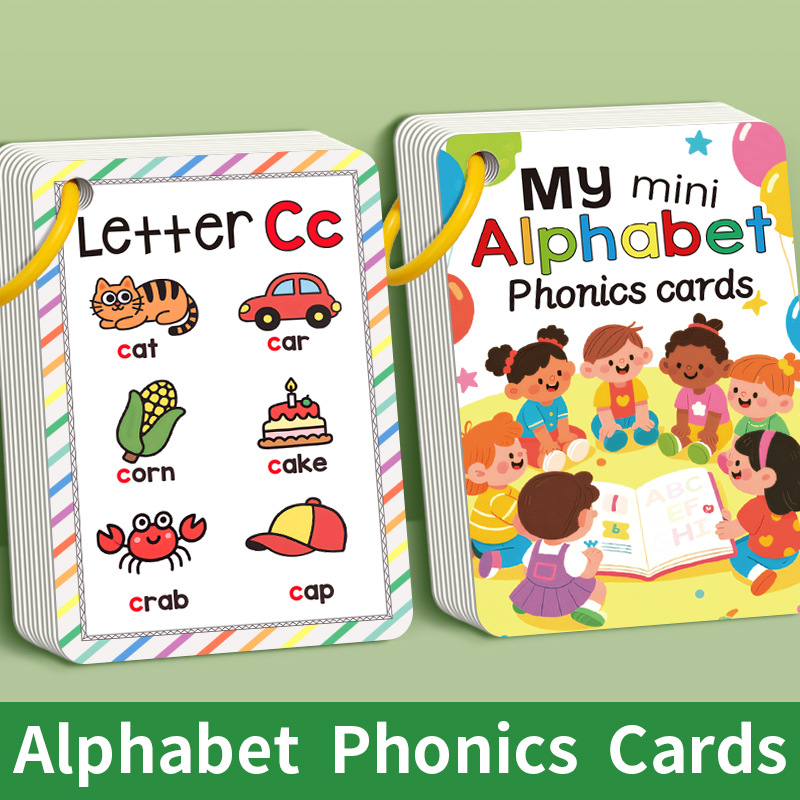 Cross-Border 26 English Alphabet Cards for Kidsren Early Education Flash Cards to Learn Color Animal Alphabet Enlightenment Cognitive Cards