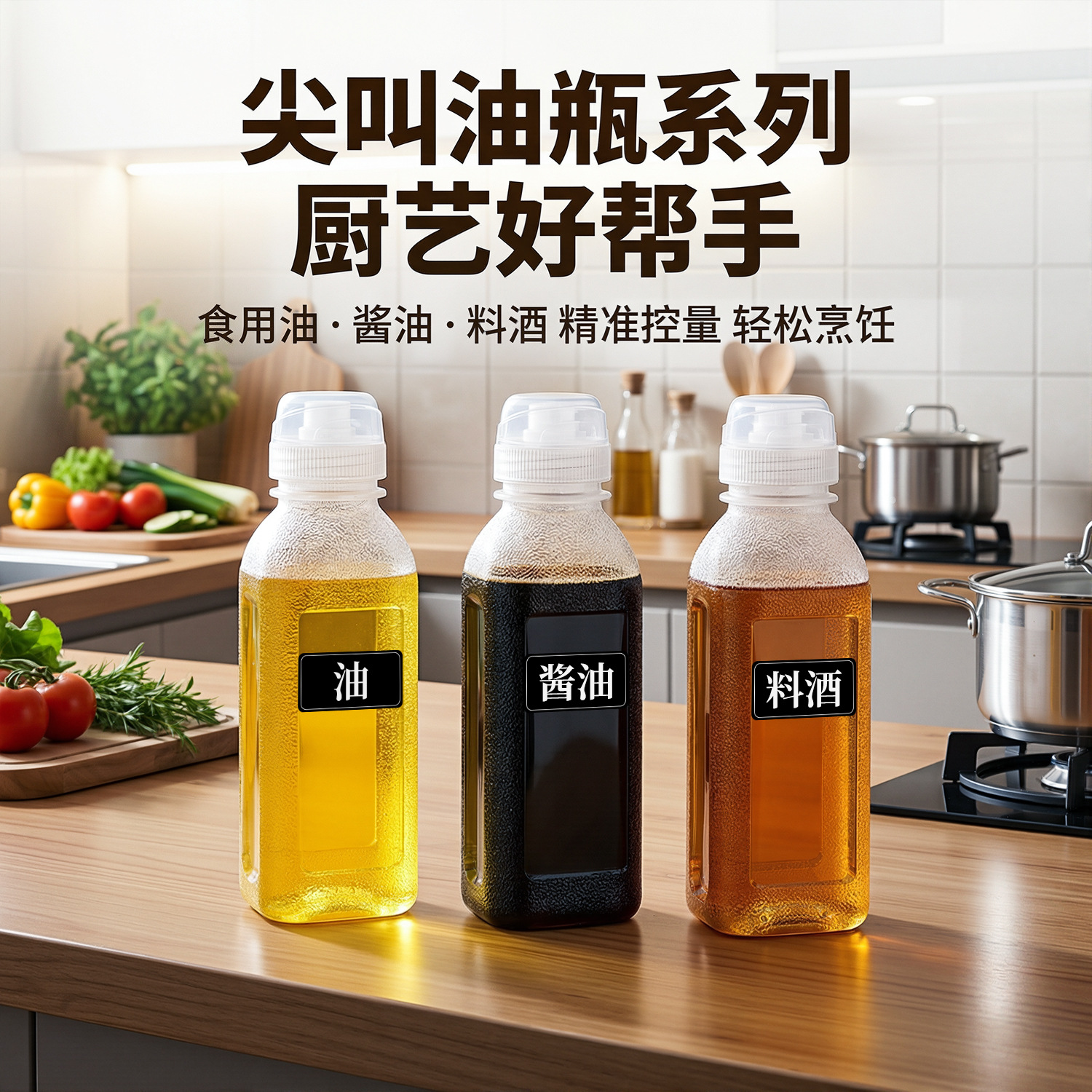 Бутылка для масла Source Kitchen Scream, контроль масла, термостойкий материал Pp5, горшок для масла, расход масла для приправ